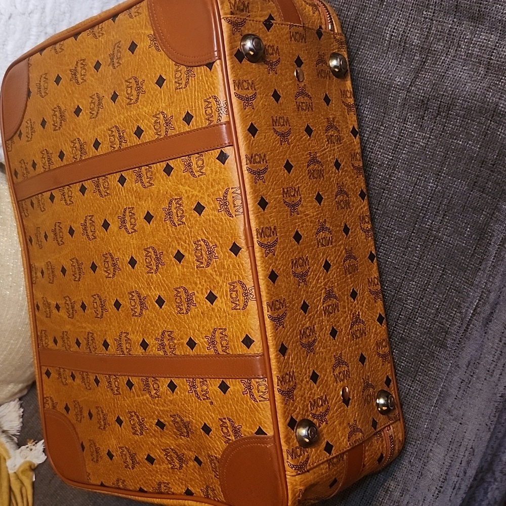 MCM Cognac Visetos Weekender Bag Vintage Made In Germany Unbranded Chains Added - Picture 9 of 17